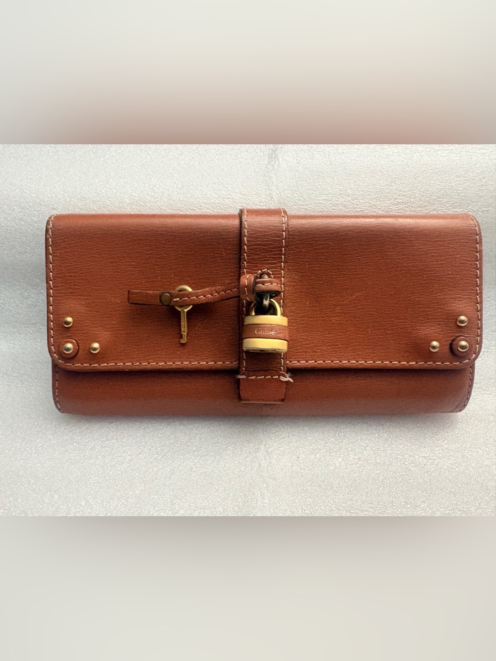 Chloé Paddington Rosewood Leather Long Wallet Lock Key + COA Y2K